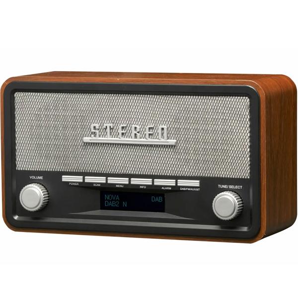 Vintage DAB+ & UKW Radio mit Echtholz-Gehäuse - Digitaler & analoger Empfang - Bluetooth 5.0 - AUX-Eingang - Wecker - 2x 2W Stereo-Sound