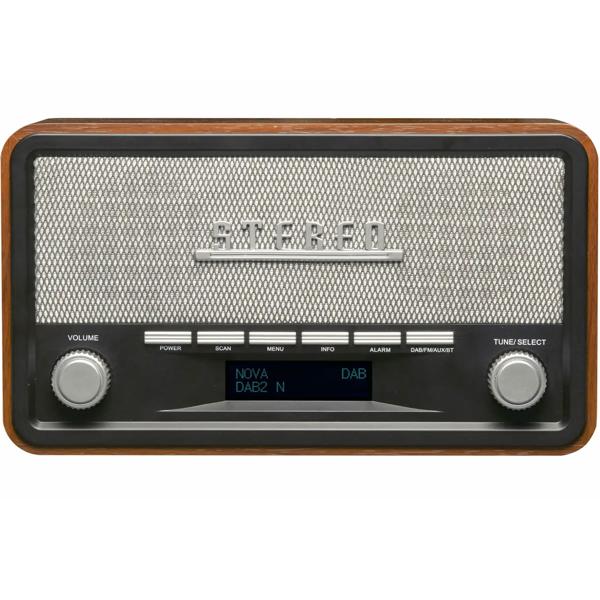 Vintage DAB+ & UKW Radio mit Echtholz-Gehäuse - Digitaler & analoger Empfang - Bluetooth 5.0 - AUX-Eingang - Wecker - 2x 2W Stereo-Sound