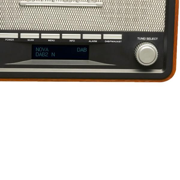 Vintage DAB+ & UKW Radio mit Echtholz-Gehäuse - Digitaler & analoger Empfang - Bluetooth 5.0 - AUX-Eingang - Wecker - 2x 2W Stereo-Sound