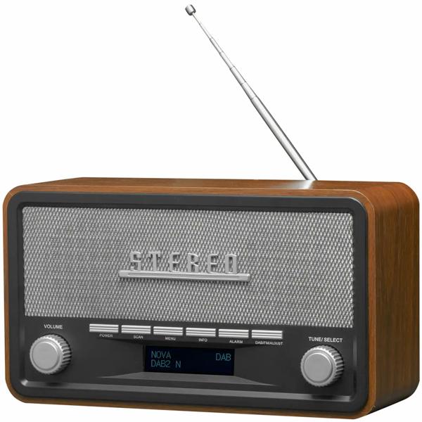 Vintage DAB+ & UKW Radio mit Echtholz-Gehäuse - Digitaler & analoger Empfang - Bluetooth 5.0 - AUX-Eingang - Wecker - 2x 2W Stereo-Sound