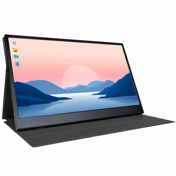Tragbarer IPS-Monitor 15.6’’ Full HD – Zweitmonitor mit USB-C, Mini-HDMI & Lautsprechern, inkl. Schutzhülle für Laptops & Konsolen