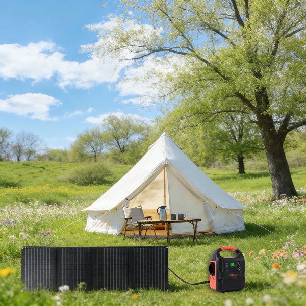 Mobiles Powerstation Set 88,8Wh mit 40W Solarpanel faltbar, 230V Steckdose, 100W, USB-C PD 65W, Solargenerator mit LED-Leuchte für Camping & Outdoor