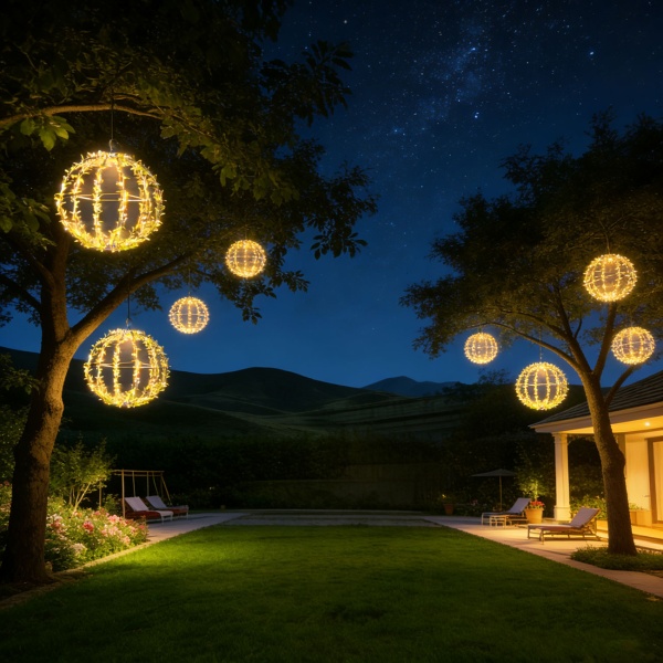 4er-Set Solar Leuchtkugel im Blätterdesign - Ø20cm Gartenkugel mit 72 warmweissen LEDs - IP44 Aussenleuchte inkl. Erdspiess, S-Haken und Solarpanel