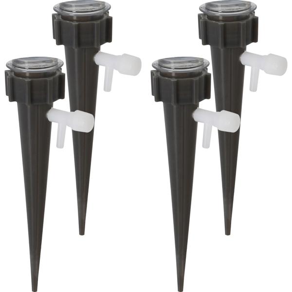 Tropfbewässerungssystem für PET-Flaschen 4-tlg. - automatische Pflanzenbewässerung im Urlaub & Alltag - integrierte Regulierung, schwarz-weiss