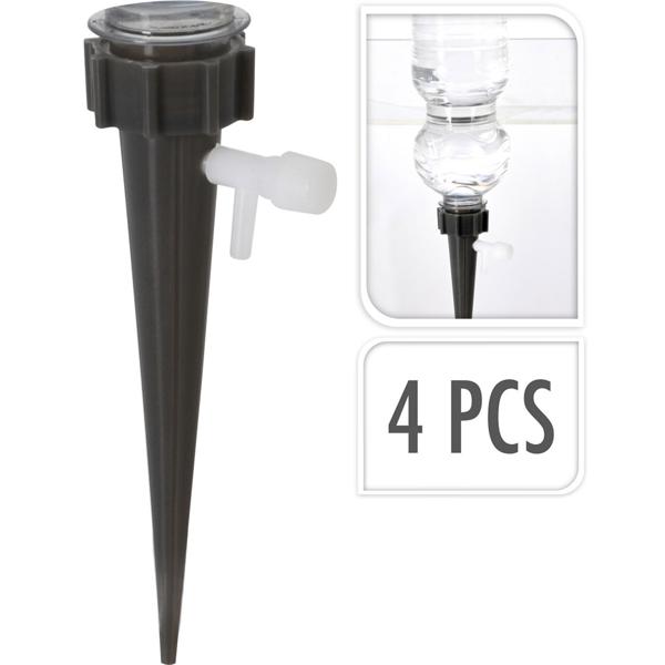 Tropfbewässerungssystem für PET-Flaschen 4-tlg. - automatische Pflanzenbewässerung im Urlaub & Alltag - integrierte Regulierung, schwarz-weiss