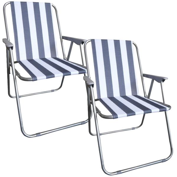2er-Set Campingstuhl blau/weiss - klappbar, robust & platzsparend für Camping, Outdoor, Festivals, Strand & Picknick - Stahlrohrgestell, 600D Polyester