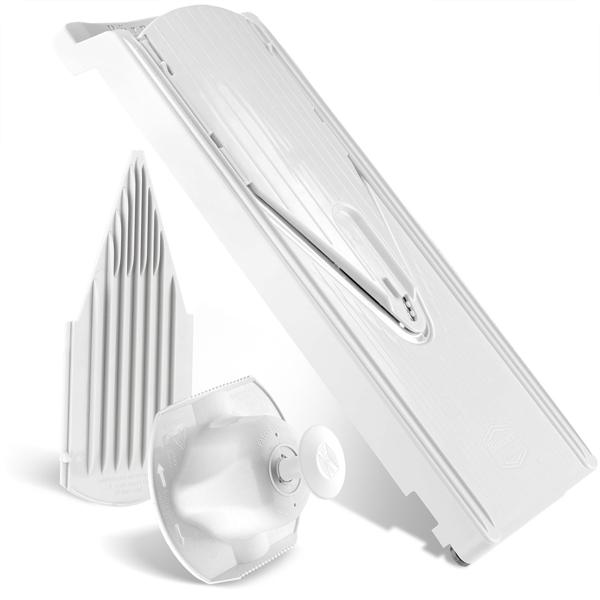 Multifunktionale Gemüsereibe V3 Basis Set - Ultrascharfe Edelstahl V-Klinge, 3 Schnittstärken - Küchenhobel für Gemüse & Obst - Made in Germany - BPA-frei