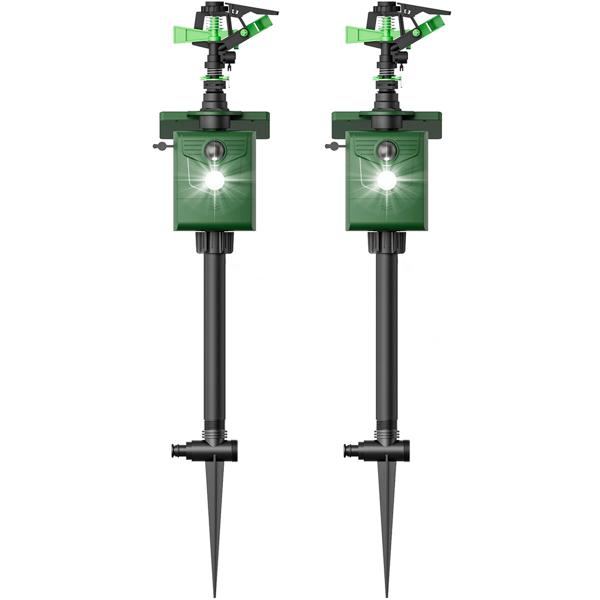 2er-Set Universal Tiervertreiber mit Wasserstrahl & Bewegungssensor, solarbetrieb: Vertreibt Hunde, Katzen, Reiher & Wildtiere, schützt Ihren Garten effektiv