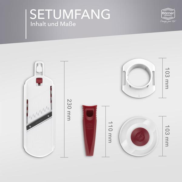 Profi Gemüse-Hobel, weiss-rot: Julienne Gemüseschneider für perfekte Gemüsestreifen & Rohkost-Rezepte