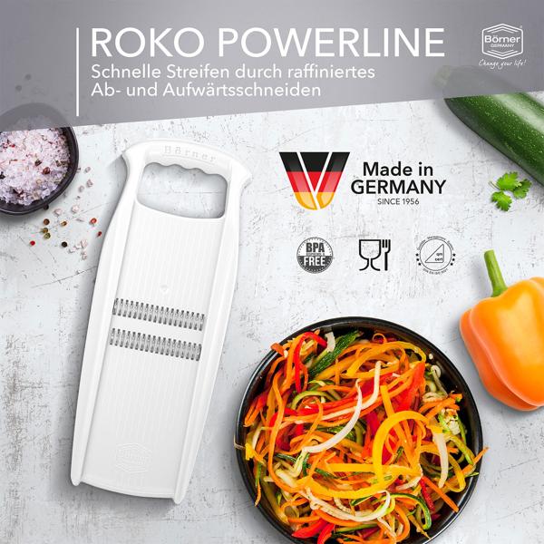 Julienne-Hobel mit Sicherheitsfruchthalter, weiss: Vielseitiger Gemüseschneider für gesunde & kreative Gerichte – Präzise & schnell zu feinen Gemüsestreifen