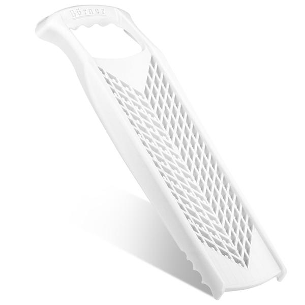 Profi Küchenreibe Weiss - Vielseitige Raffel für Obst, Käse, Gemüse & Zesten - 2 Reibflächen - Made in Germany, BPA-frei, 34x13x3.7cm