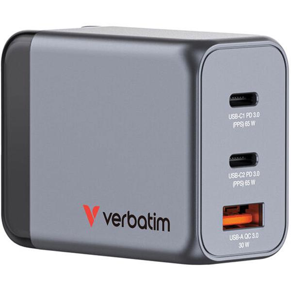 Reise USB-Ladeadapter (EU, UK, US), GaN, 65 Watt, 2x USB-C und 1x USB-A, grau: Ein universelles Schnellladegerät für Handy & Laptop weltweit