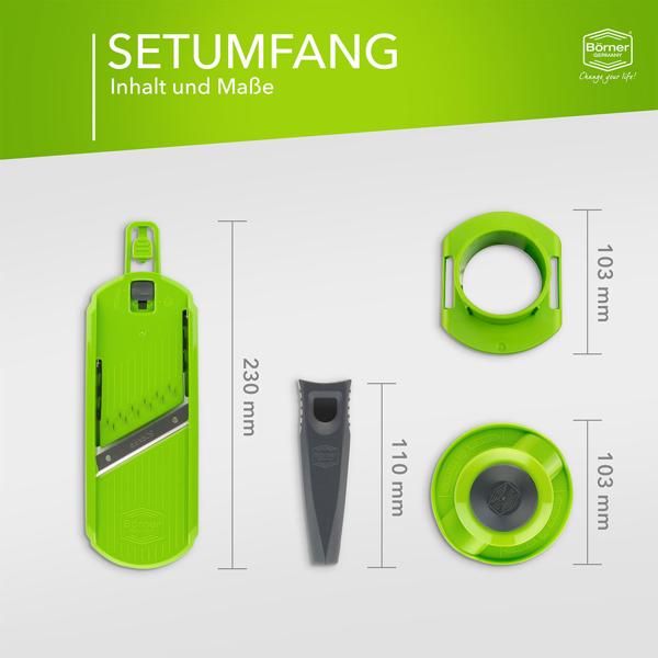 Profi Gemüse-Hobel, grün-grau: Julienne Gemüseschneider für perfekte Gemüsestreifen & Rohkost-Rezepte