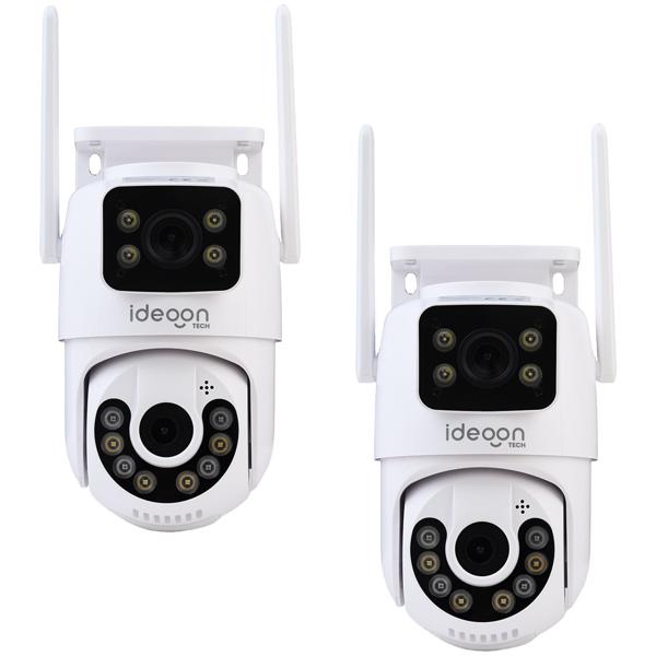 2er-Set Zuverlässige Dual Lens IP Outdoor-Überwachungskamera, 355° schwenkbar & neigbar – Leistungsstark mit Nachtsicht, Gegensprechen & Aufnahme