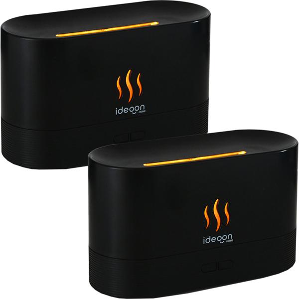 2er-Set Stilvoller Aroma Diffuser mit Flammeneffekt – Ultraleiser Ultraschall Duftbefeuchter, USB, Auto-Stop, 10h Laufzeit für Schlafzimmer & Büro