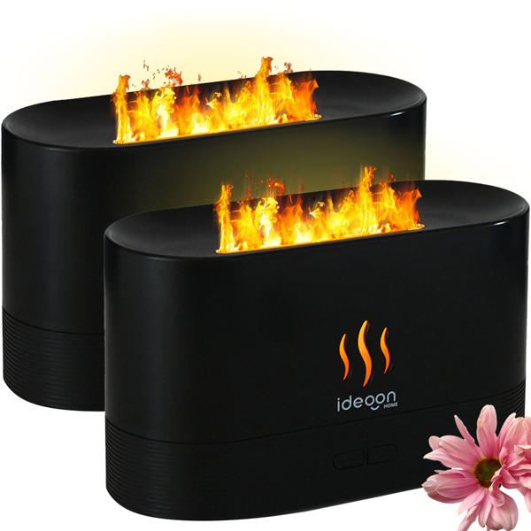 2er-Set Stilvoller Aroma Diffuser mit Flammeneffekt – Ultraleiser Ultraschall Duftbefeuchter, USB, Auto-Stop, 10h Laufzeit für Schlafzimmer & Büro