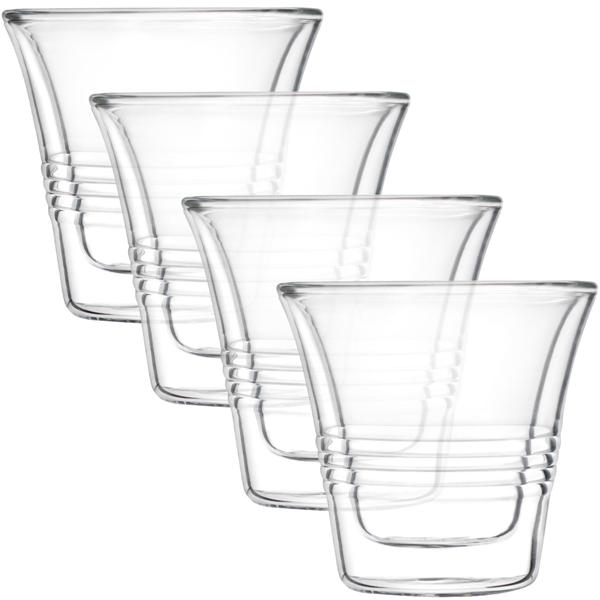 4er-Set edle Doppelwandgläser mit Riffelung – 70 ml – Thermo-Funktion für besten Genuss von Kaffee & Tee