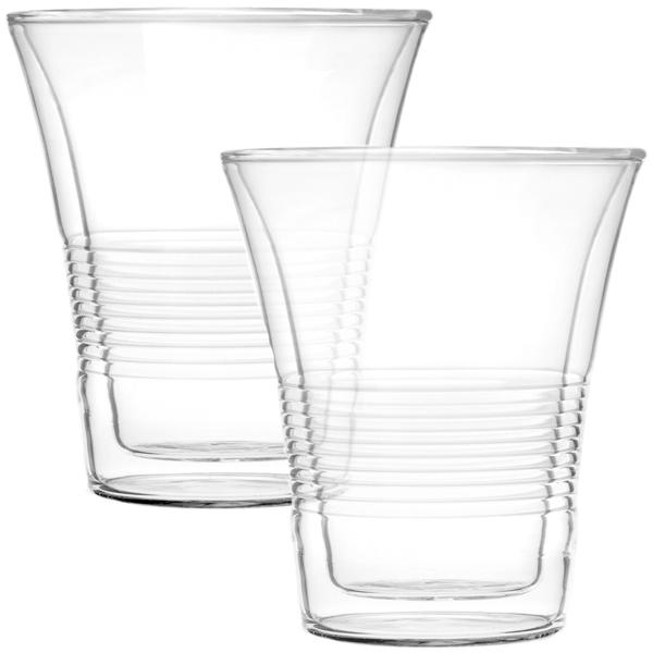 4er-Set edle Doppelwandgläser mit Riffelung – 220 ml – Thermo-Funktion für besten Genuss von Kaffee & Tee