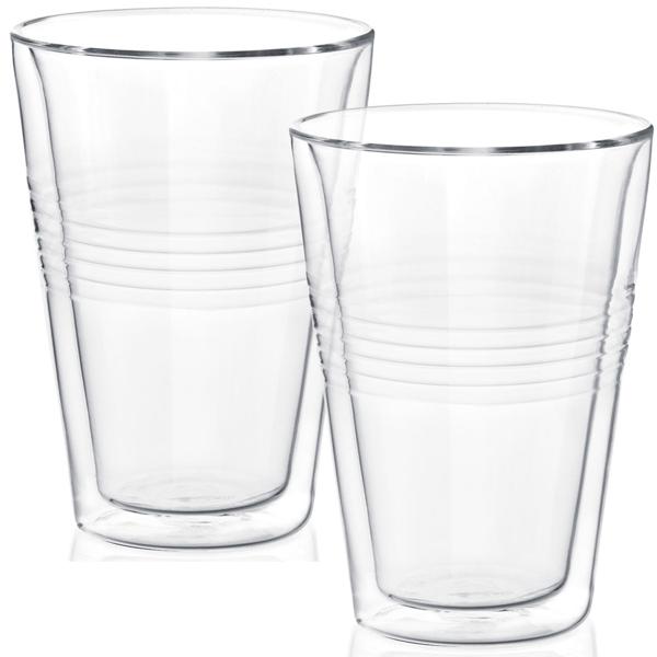 4er-Set Thermogläser mit Riffelung, doppelwandig – 300 ml – Doppelwandgläser für besten Genuss von Kaffee & Tee mit Schwebeeffekt