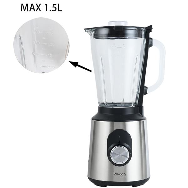 Edelstahl Power Standmixer mit 1,5 l Glasbehälter, Küchenmixer, 1.000 W für Shakes, Smoothies, Saucen oder Zerkleinerung von Obst und Gemüse