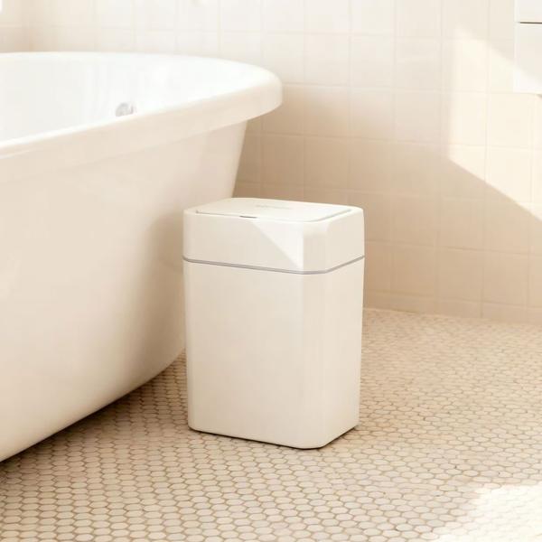 Premium Sensor Mülleimer Set, 12L & 16L, Automatischer Abfalleimer mit Bewegungssensor, Weiss - Berührungslos & Hygienisch - Für Zuhause, Küche & Büro