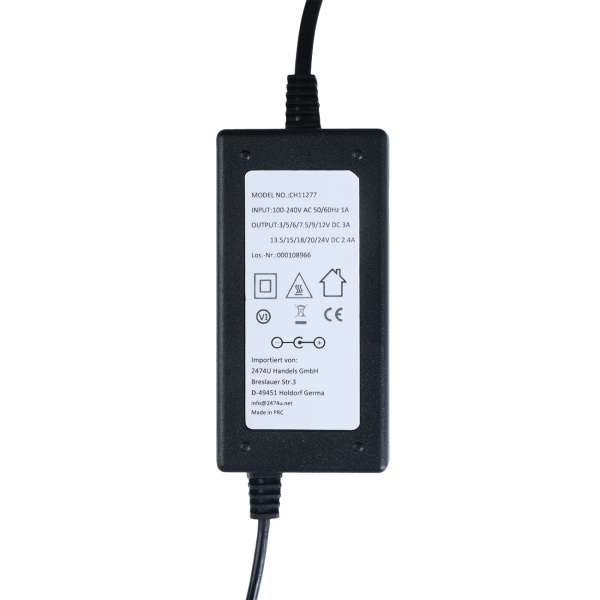 Universal Netzteil 36W, 5-24V - AC/DC Schaltnetzteil mit 7 Adaptern für Router, LED-Strips, Monitore, Kameras & mehr - Flexibles Ersatznetzteil, 3A