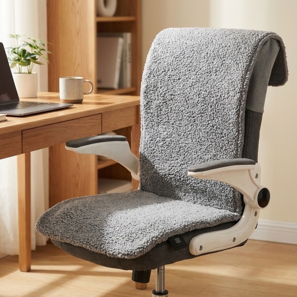 Beheizbares Sitzkissen mit Rückenteil, Akku: Mobile Heizmatte für Zuhause, Auto & Büro, 3 Stufen Wärme, ergonomische Sitzauflage, 45 x 135 cm