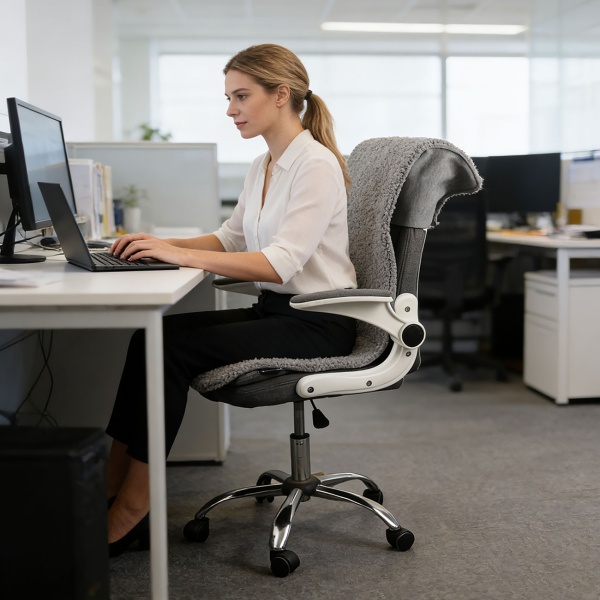 Beheizbares Sitzkissen mit Rückenteil, Akku: Mobile Heizmatte für Zuhause, Auto & Büro, 3 Stufen Wärme, ergonomische Sitzauflage, 45 x 135 cm