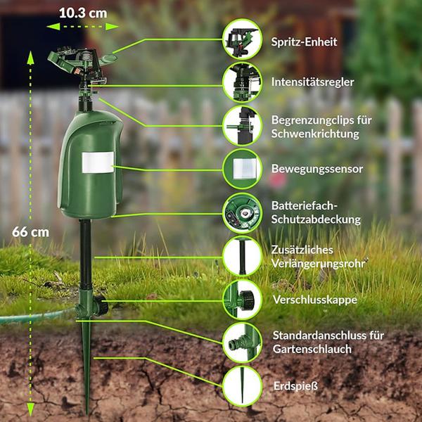 2er-Set Universal Tiervertreiber mit Wasserstrahl & Bewegungssensor: Vertreibt Hunde, Katzen, Reiher & Wildtiere, schützt Ihren Garten effektiv