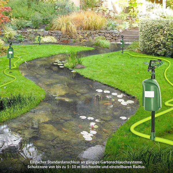 2er-Set Universal Tiervertreiber mit Wasserstrahl & Bewegungssensor: Vertreibt Hunde, Katzen, Reiher & Wildtiere, schützt Ihren Garten effektiv