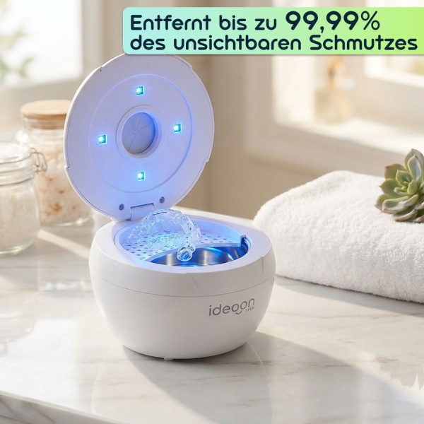 Profi Ultraschallreiniger 25 Watt, Hygienisch & Gründlich: Zahnspangenreiniger, Make-up-Pinselreiniger, Schmuckreiniger, u.v.m. – Klein & Effektiv