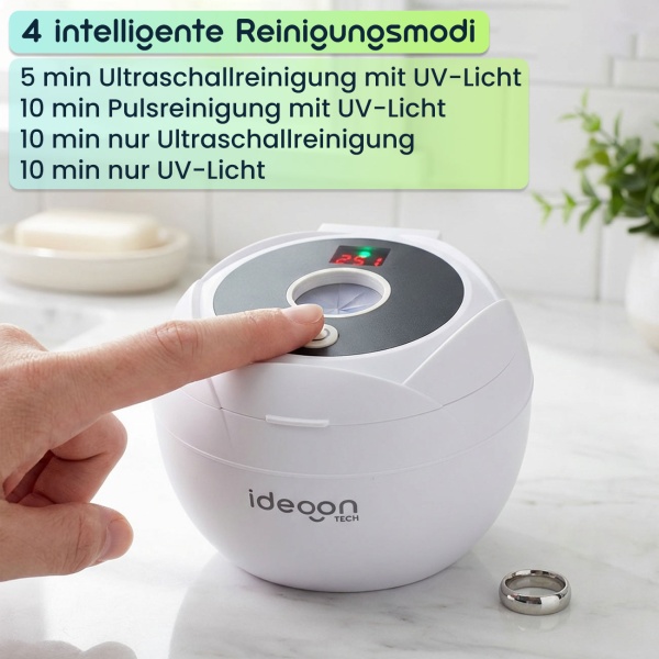 Profi Ultraschallreiniger 25 Watt, Hygienisch & Gründlich: Zahnspangenreiniger, Make-up-Pinselreiniger, Schmuckreiniger, u.v.m. – Klein & Effektiv