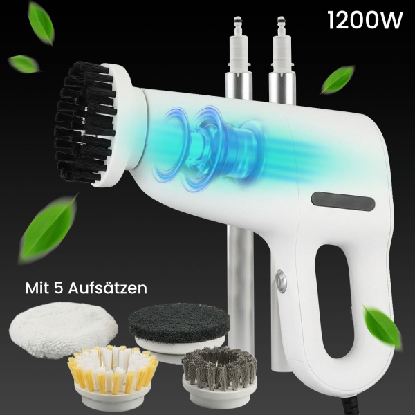 Profi 3in1 Dampfreiniger & Boden-Dampfbesen: 1200W Handgerät gegen Bakterien ohne Chemie für Boden, Bad, Möbel - in 15s startklar