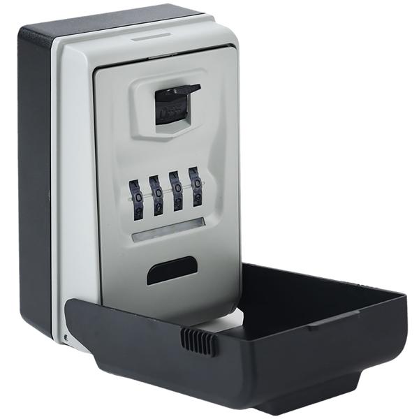 Schlüsseltresor mit beleuchtetem 4-stelligem Zahlencode - extra sicheres Schlüsselversteck für Wandmontage; Wetterfest durch Schutzhaube