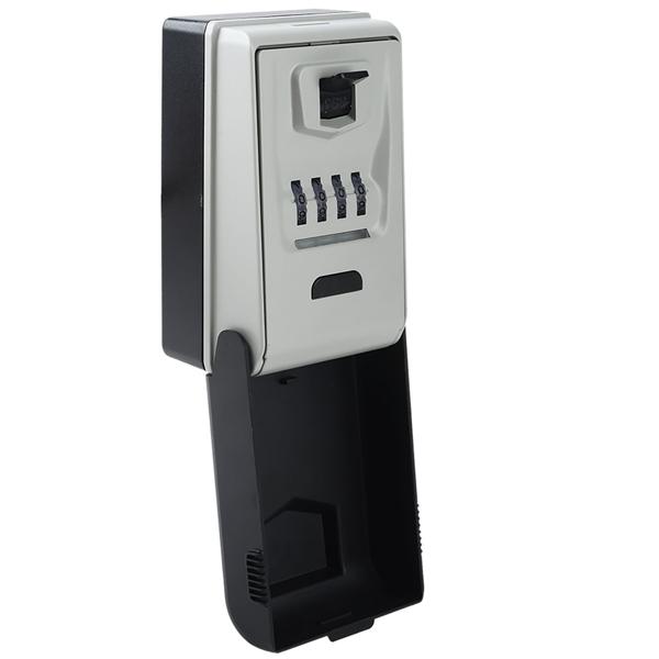 Schlüsseltresor mit beleuchtetem 4-stelligem Zahlencode - extra sicheres Schlüsselversteck für Wandmontage; Wetterfest durch Schutzhaube