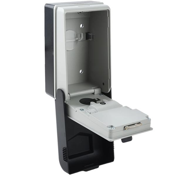 Schlüsseltresor mit beleuchtetem 4-stelligem Zahlencode - extra sicheres Schlüsselversteck für Wandmontage; Wetterfest durch Schutzhaube