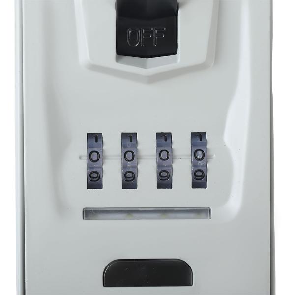 Schlüsseltresor mit beleuchtetem 4-stelligem Zahlencode - extra sicheres Schlüsselversteck für Wandmontage; Wetterfest durch Schutzhaube