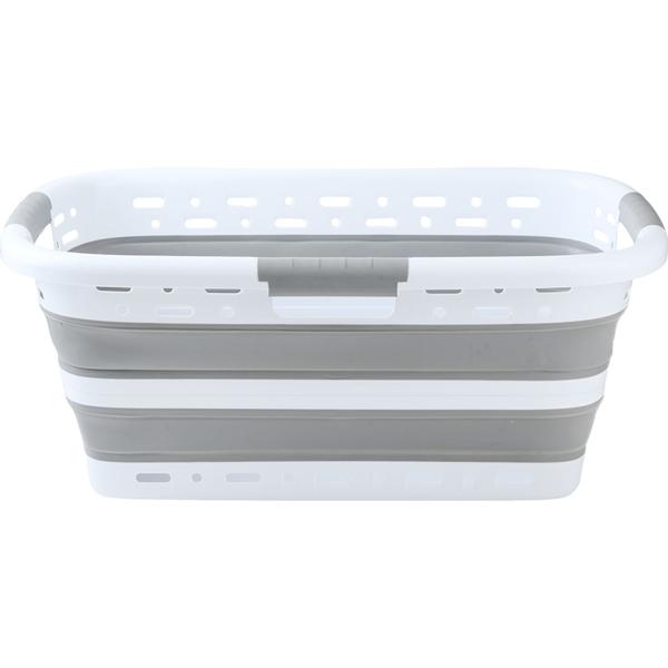 2er-Set Faltbarer Wäschekorb 41L - Platzsparender Wäschesammler aus Kunststoff mit Belüftung - Ultraflach 8,5 cm für Waschküche & Camping