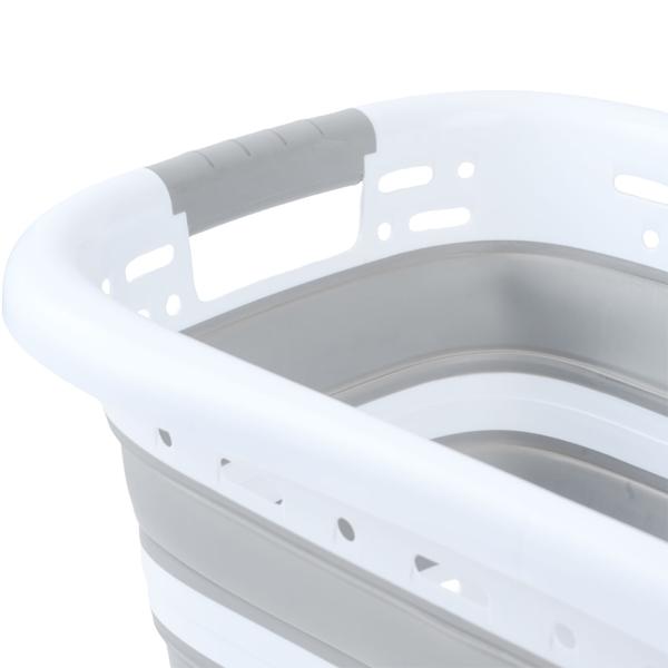 2er-Set Faltbarer Wäschekorb 41L - Platzsparender Wäschesammler aus Kunststoff mit Belüftung - Ultraflach 8,5 cm für Waschküche & Camping