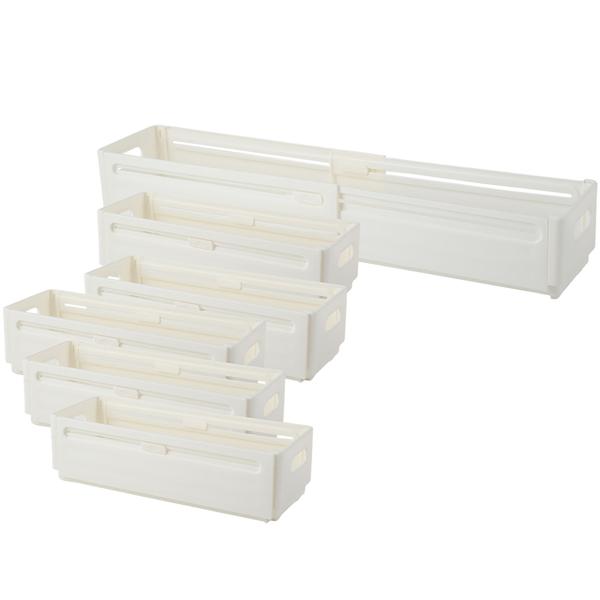 6er-Set Küchenschrank-Organizer Ausziehbar (28-48 cm) – Anpassbarer Regal-Einsatz für Ordnung in Schrank & Kühlschrank – Faltbar, Weiss