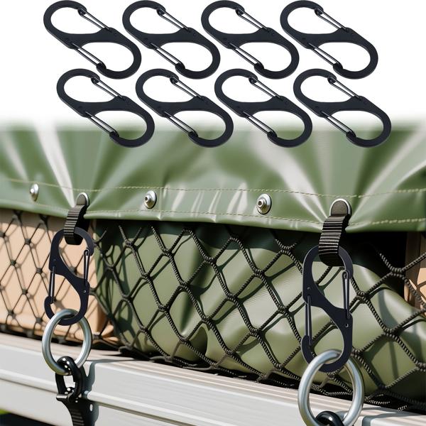 Karabiner-S-Haken 8er-Set, 7,2 x 3 cm: Robuste Mehrzweckhaken für sicheren Halt – Die clevere Lösung für Ordnung in Haus, Garage & Outdoor