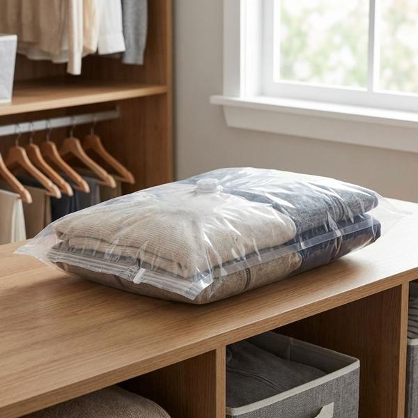 Premium Vakuumbeutel Set 15 Stück in 5 Grössen für Kleidung & Bettwäsche – Wiederverwendbare Platzsparer für Reise & Schrank – Transparent