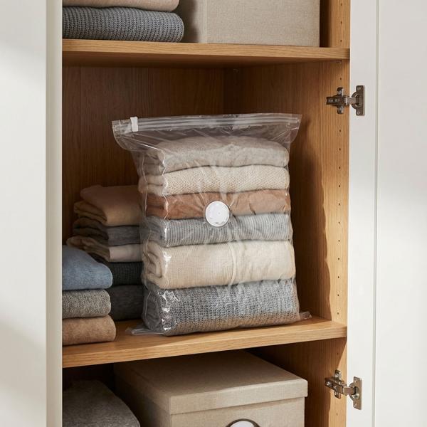 Premium Vakuumbeutel Set 15 Stück in 5 Grössen für Kleidung & Bettwäsche – Wiederverwendbare Platzsparer für Reise & Schrank – Transparent