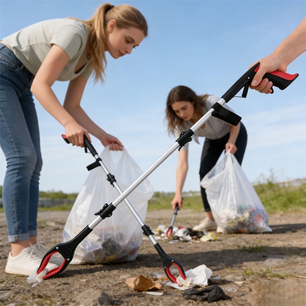 Faltbare Greifzange 92cm aus leichtem Aluminium mit starker Magnetspitze & Antirutsch-Griff – Für Senioren, fürs Bücken, Aufheben, den Garten & mehr
