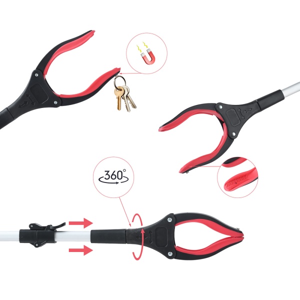 2er-Set Faltbare Greifzange 92cm aus leichtem Aluminium mit starker Magnetspitze & Antirutsch-Griff – Für Senioren, fürs Bücken, Aufheben, den Garten & mehr