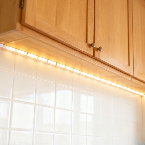 2er-Set 3m LED Streifen warmweiss mit Bewegungsmelder & Batteriebetrieb - Selbstklebendes Lichtband, Nachtlicht Stripe, 90 LEDs, 5W