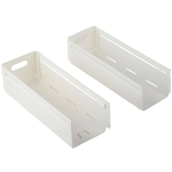 12er-Set Küchenschrank-Organizer Ausziehbar (28-48 cm) – Anpassbarer Regal-Einsatz für Ordnung in Schrank & Kühlschrank – Faltbar, Weiss