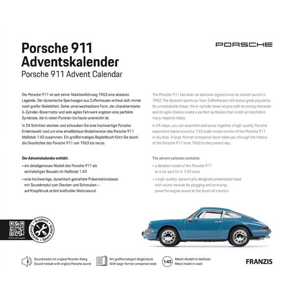 Fantastischer Porsche 911 Carrera Adventskalender – Edler Modellauto Bausatz 1:43 mit Original Motorsound. Perfektes Geschenk für Männer & Sammler