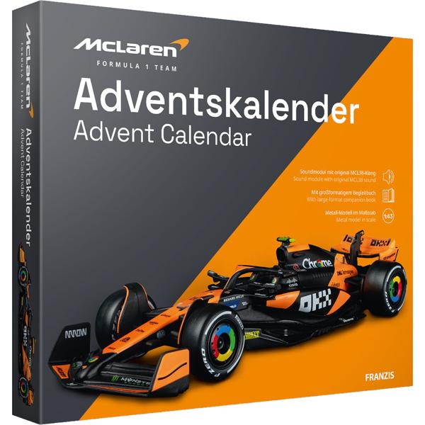 McLaren Formel 1 Adventskalender: Original Sound! Hochwertiges F1 MCL38 Metall Modell 1:43 Bausatz – Das ultimative Fan Geschenk