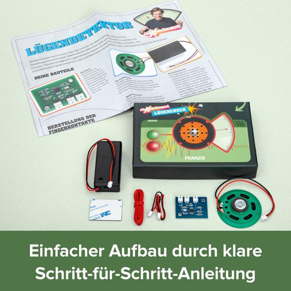 CheXperiment Lügen-Check - Lügendetektor Bausatz für Kinder ab 8 Jahren - Technik Set mit Checker Tobi - Hautleitfähigkeit Messung ohne Löten